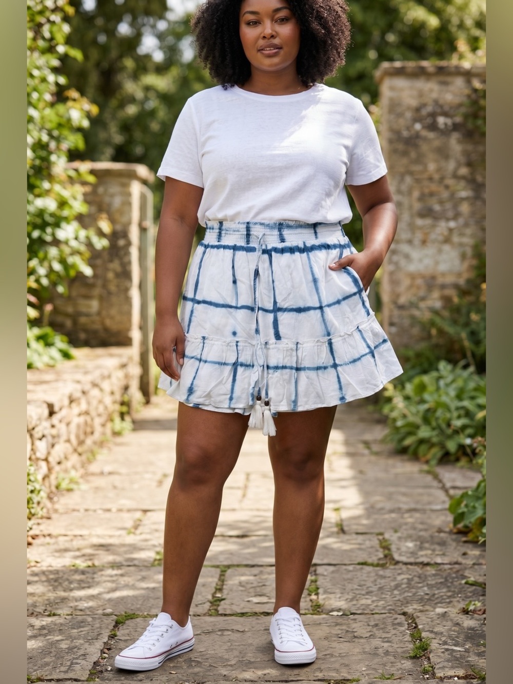 Anthropologie Skirt with Blue Accents of Tie Dye